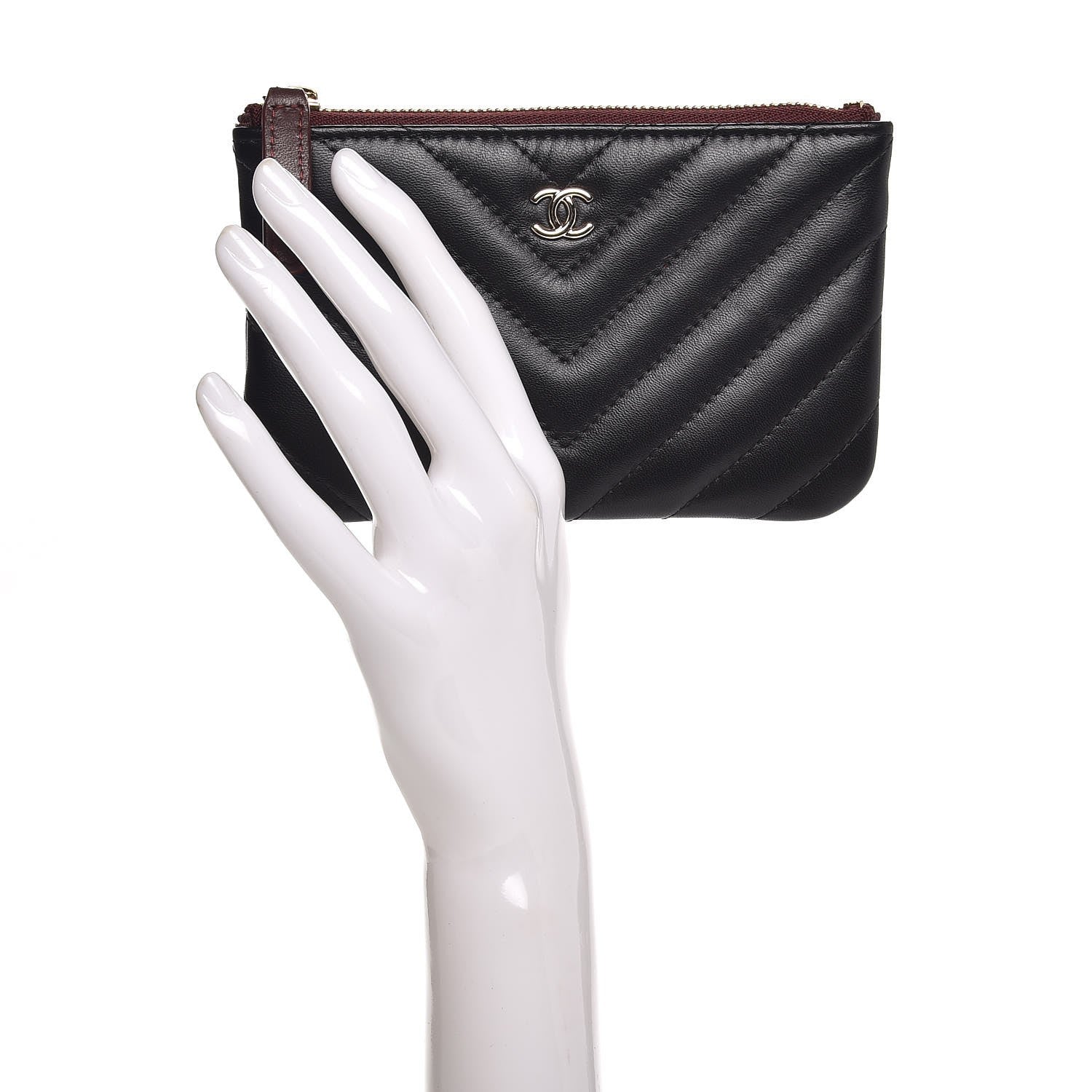 Chanel Lambskin Chevron Quilted Small Cosmetic Case Black 2 of 8