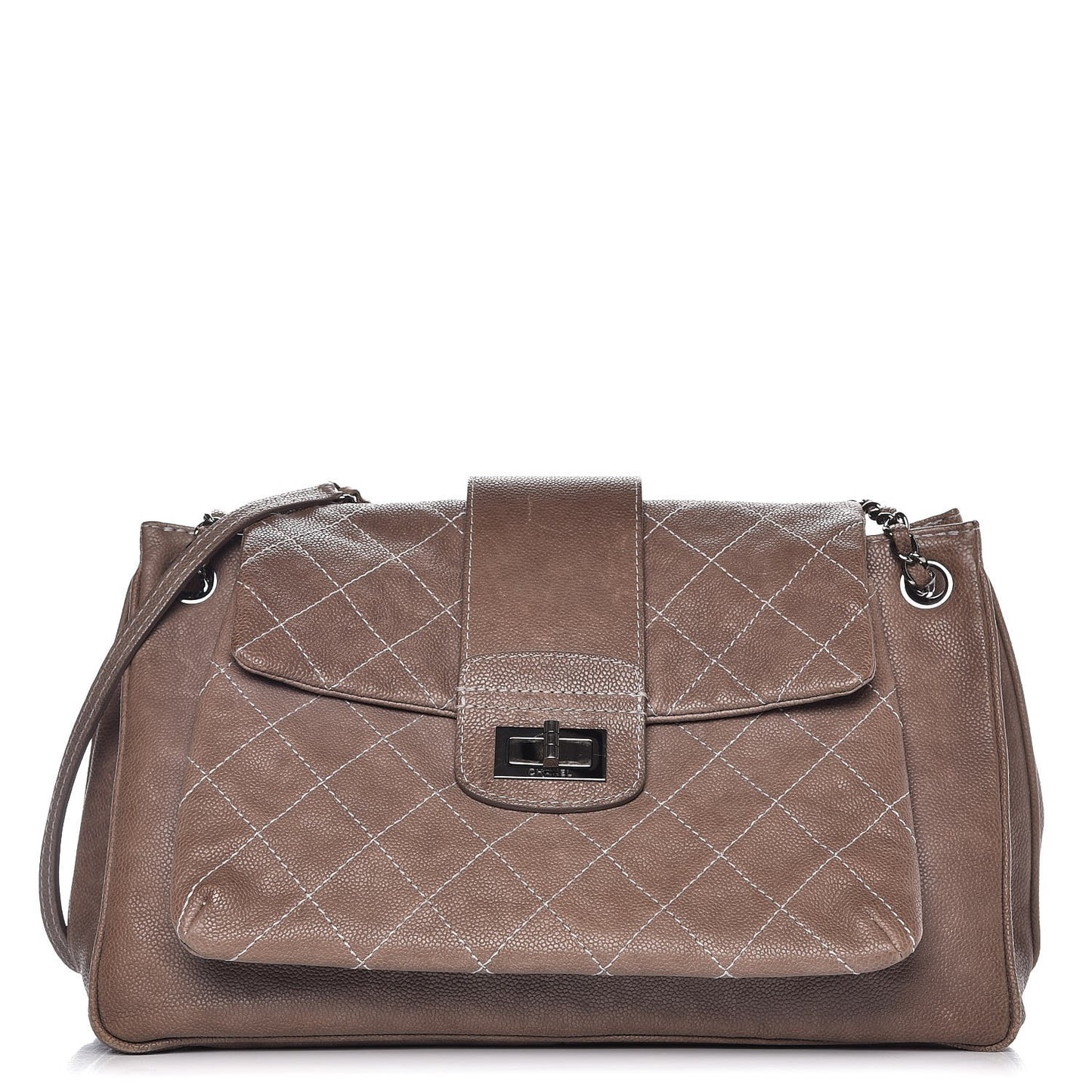 Washed Caviar Mademoiselle Accordion Flap Brown