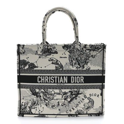 Christian Dior Canvas Embroidered Large Zodiac Toile De Jouy Book Tote Latte 1 of 12