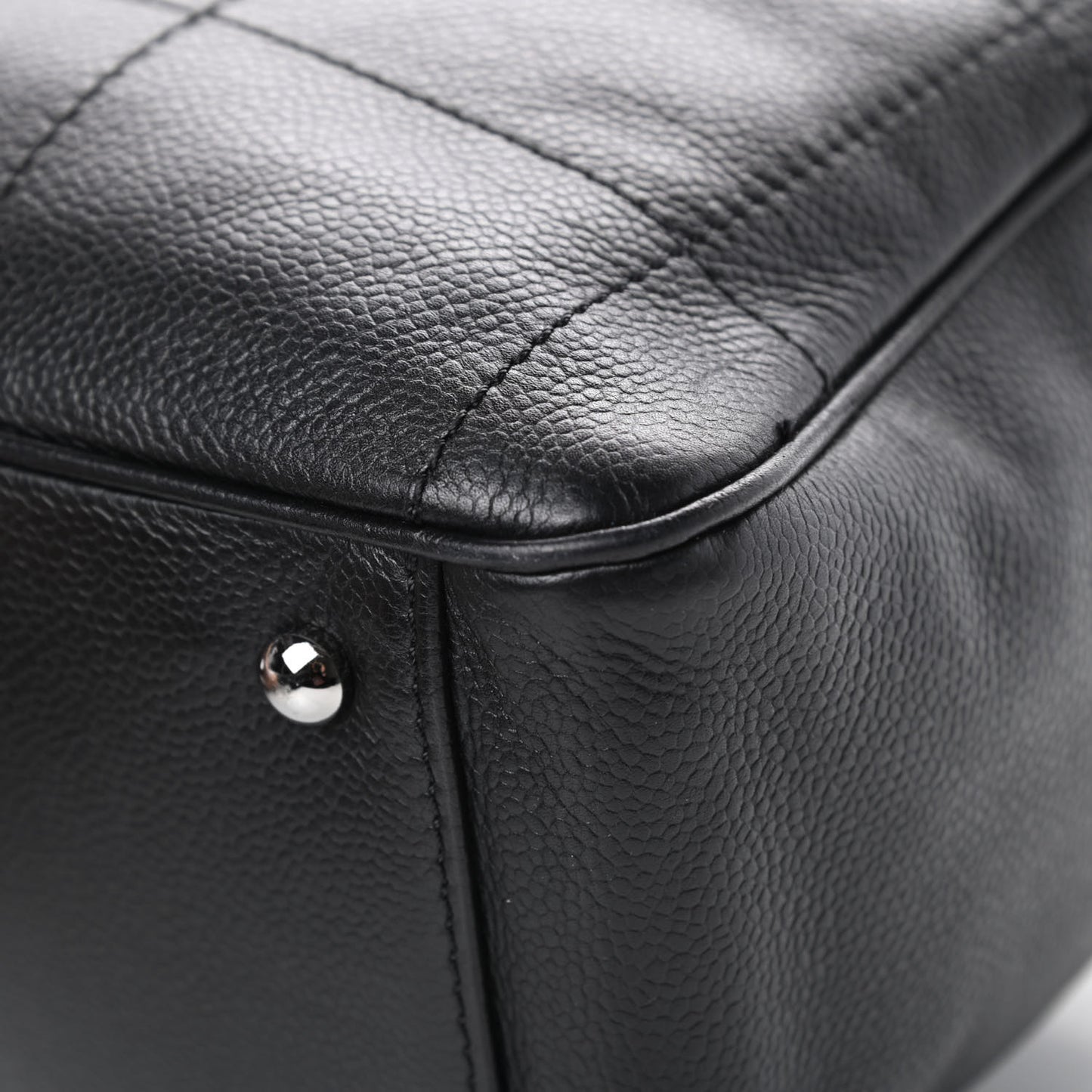 Caviar Square Stitched Large Tote Black