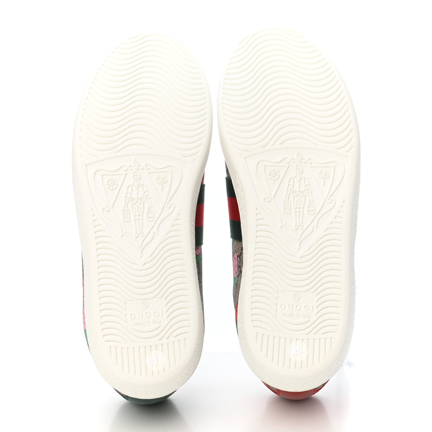 GG Supreme Monogram Strawberry Web Womens Ace Sneakers 35.5 Beige Multicolor Red Green