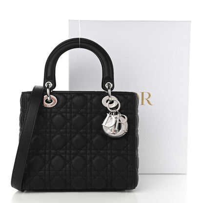 Christian Dior Grained Calfskin Cannage Medium Lady Dior Black 11 of 11