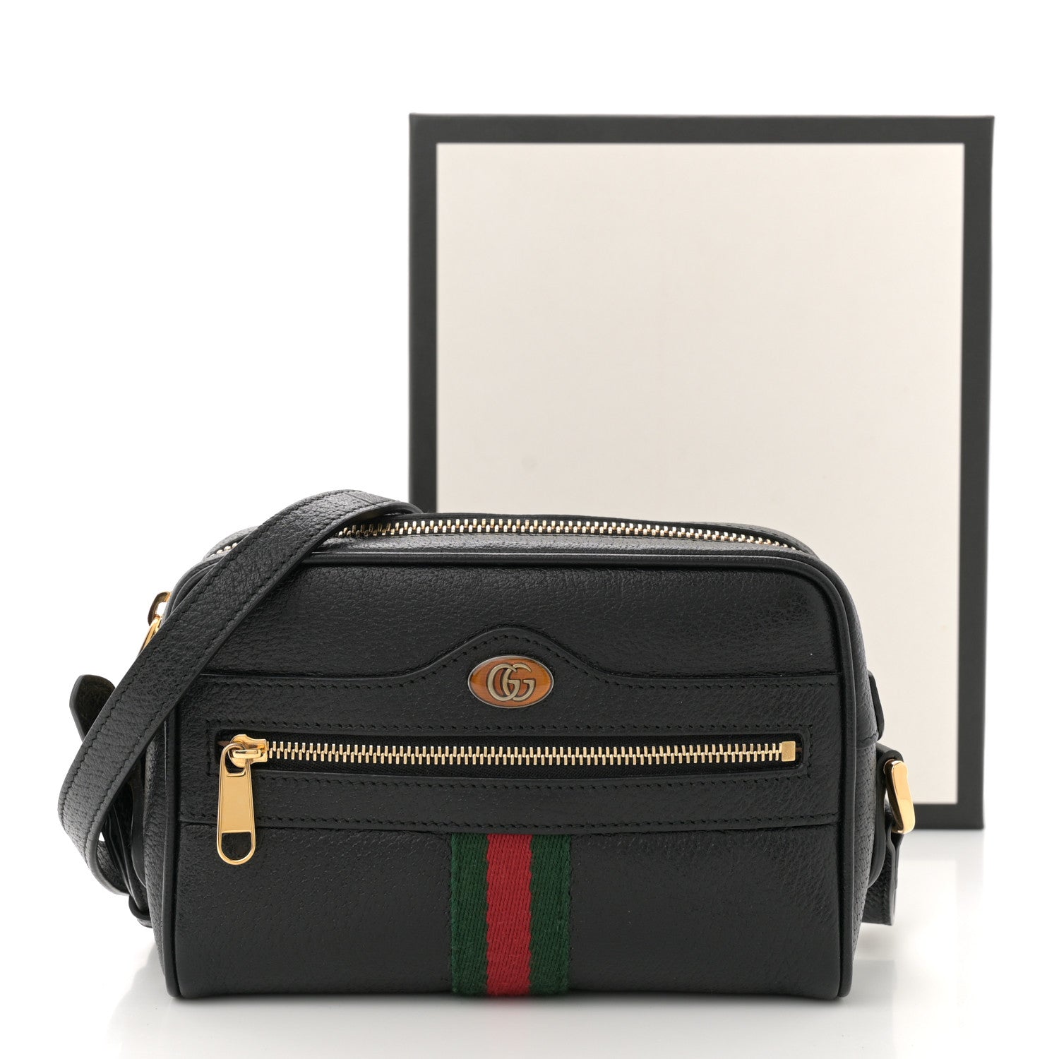 Gucci Calfskin Web Mini Ophidia Shoulder Bag Black 11 of 11