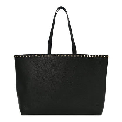 Valentino Garavani Grained Calfskin Rockstud Shoulder Tote Black 1 of 8