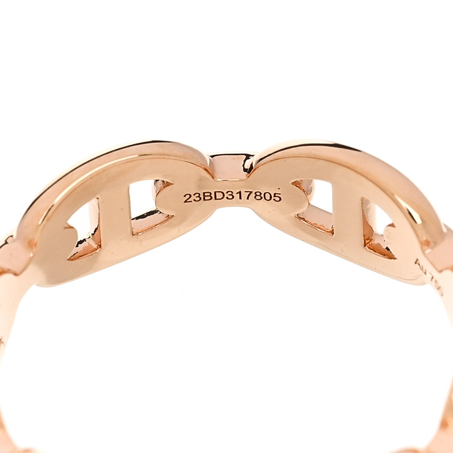 Hermes 18K Rose Gold PM Chaine d'Ancre Enchainee Ring 53 6.5 7 of 9