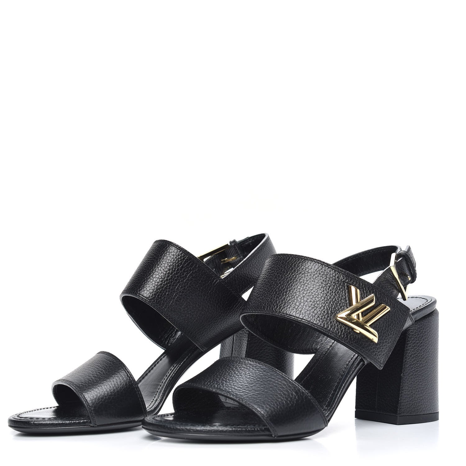 Louis Vuitton Grained Calfskin Horizon Sandals 37 Black 3 of 7