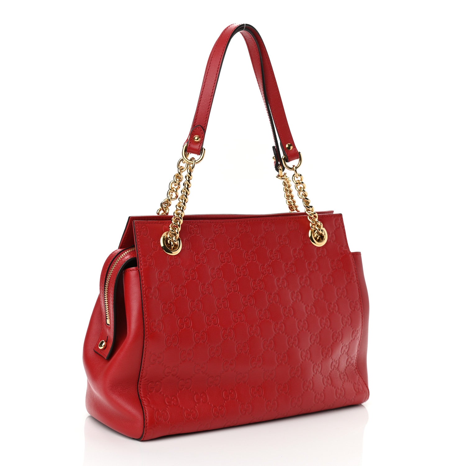 Gucci Guccissima Signature Medium Shoulder Tote Bag Red 3 of 10