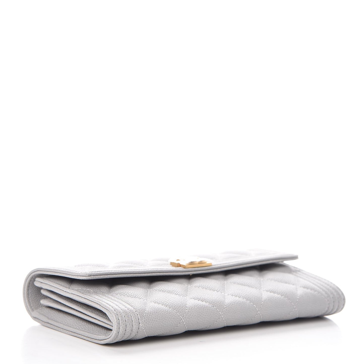 Caviar Quilted Boy Flap Wallet Grey