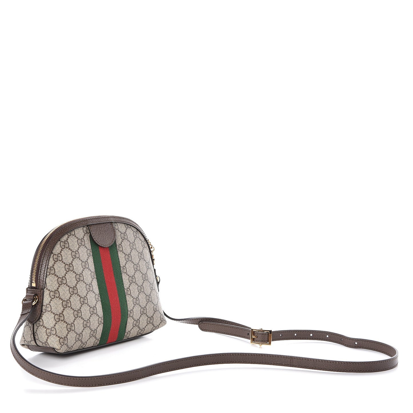 GG Supreme Monogram Textured Dollar Calfskin Web Small Ophidia Dome Shoulder Bag Beige Ebony New Acero