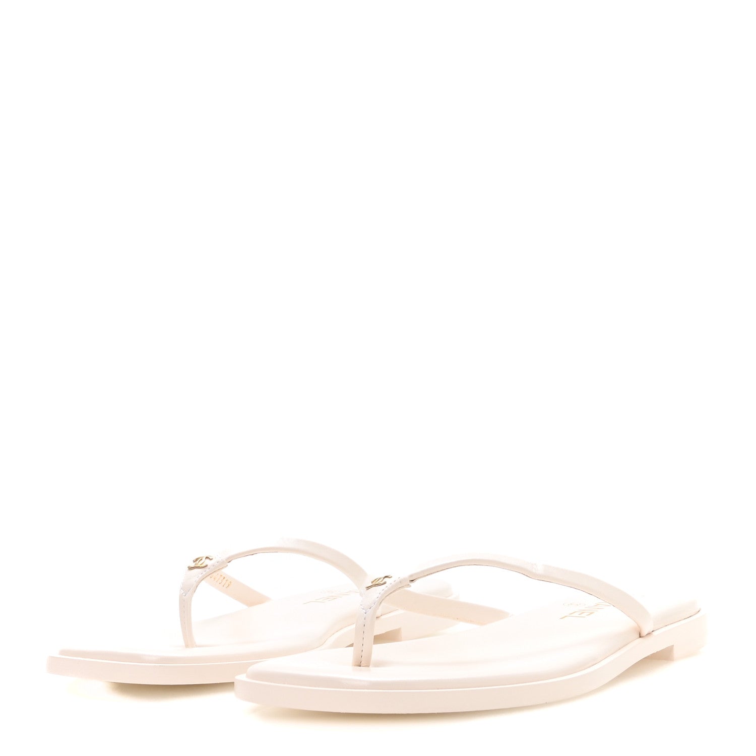 Chanel Goatskin CC Times Square Thong Sandals 38.5 White 4 of 9