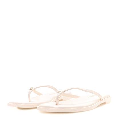 Chanel Goatskin CC Times Square Thong Sandals 38.5 White 4 of 9
