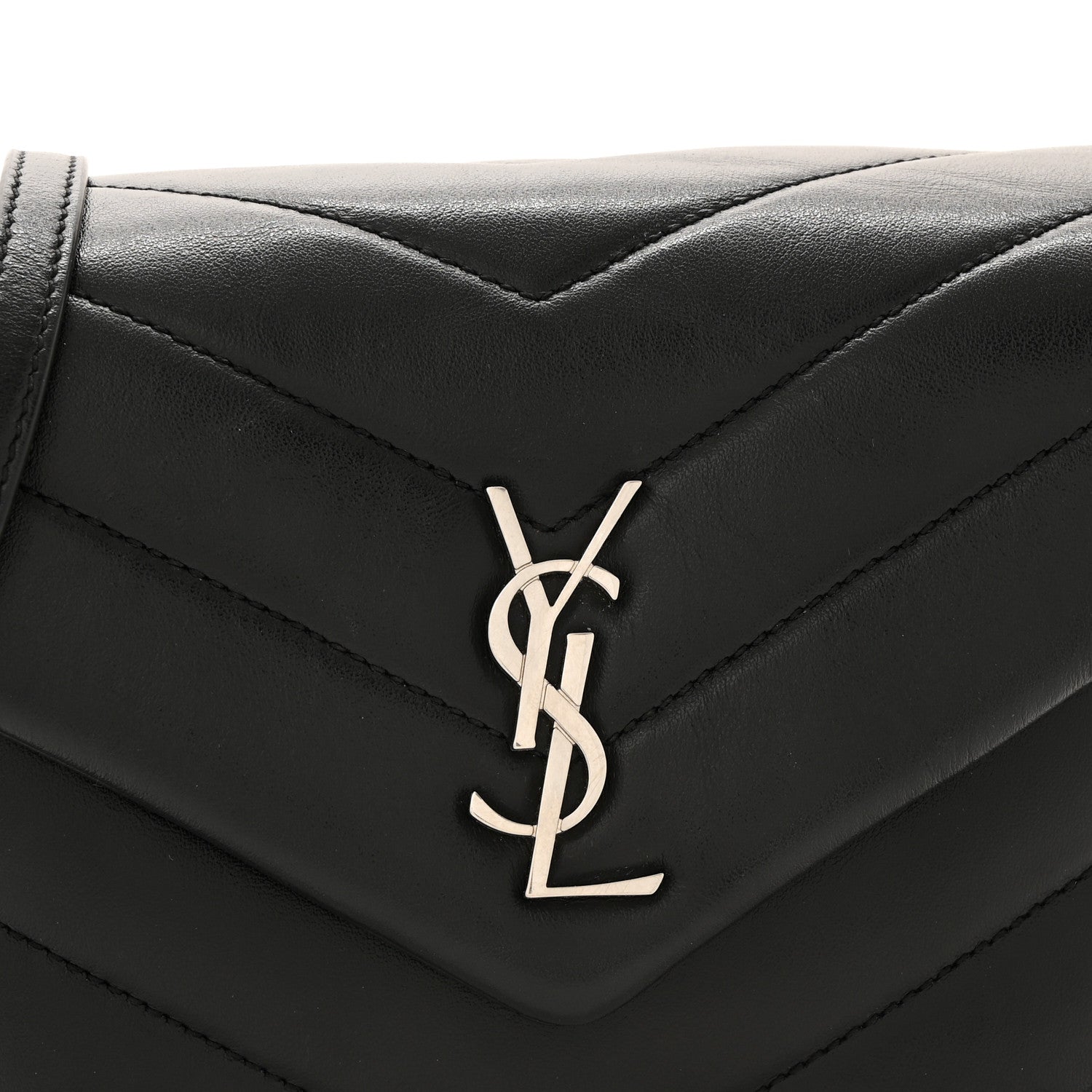 Saint Laurent Calfskin Y Quilted Monogram Toy Loulou Crossbody Bag Black 9 of 13