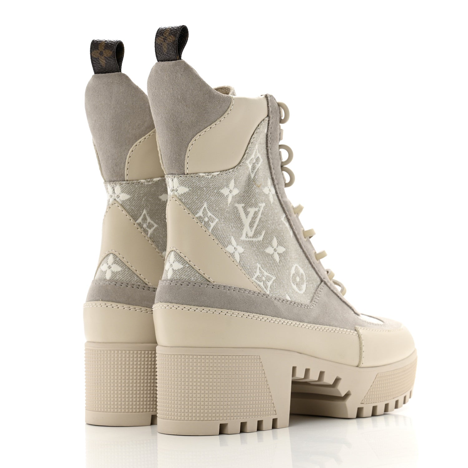 Louis Vuitton Suede Calfskin Laureate Platform Desert Boots 37 Taupe 5 of 11
