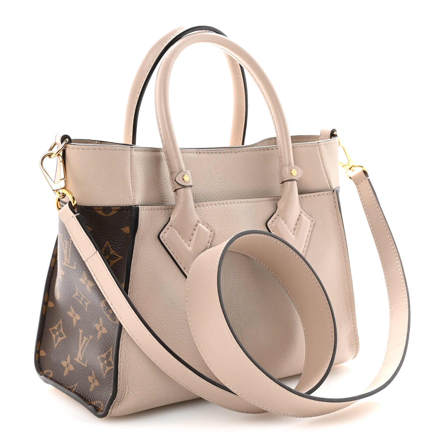 Louis Vuitton Calfskin Monogram On My Side PM Greige 3 of 9