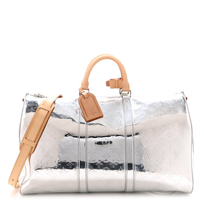 Louis Vuitton Monogram Mirror Keepall Bandouliere 50 Silver 1 of 8