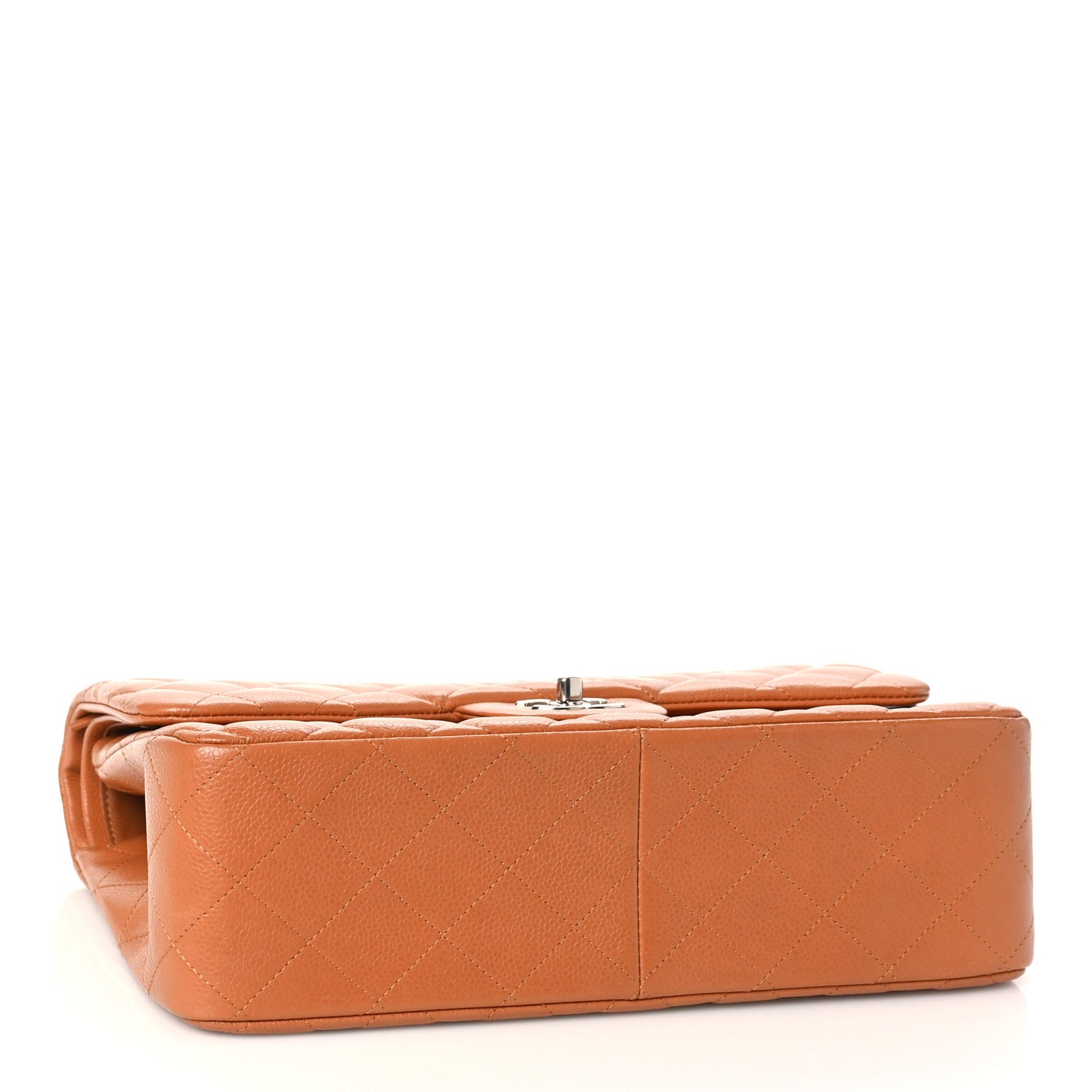 Caviar Quilted Jumbo Double Flap Light Brown