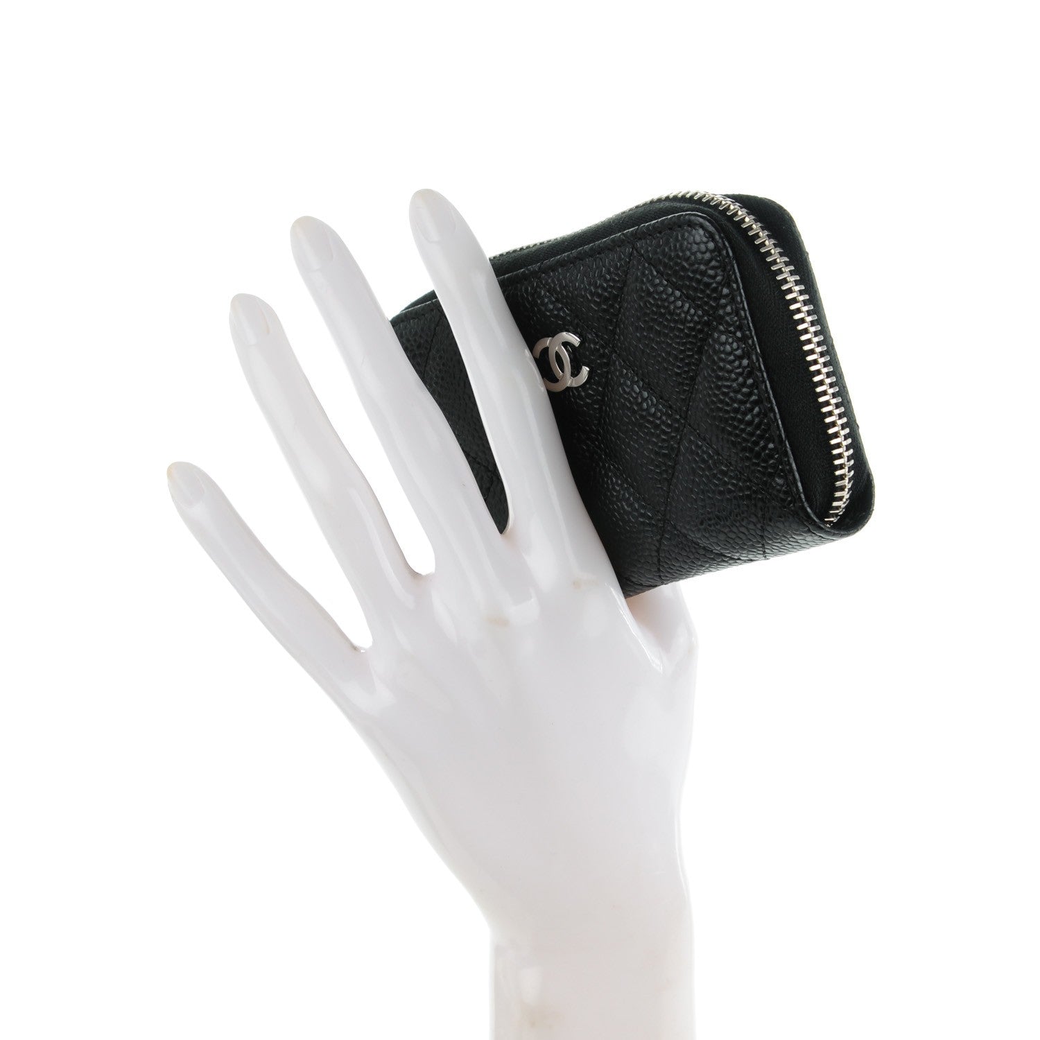 Chanel Caviar Quilted Zip Coin Purse Black 2 of 7