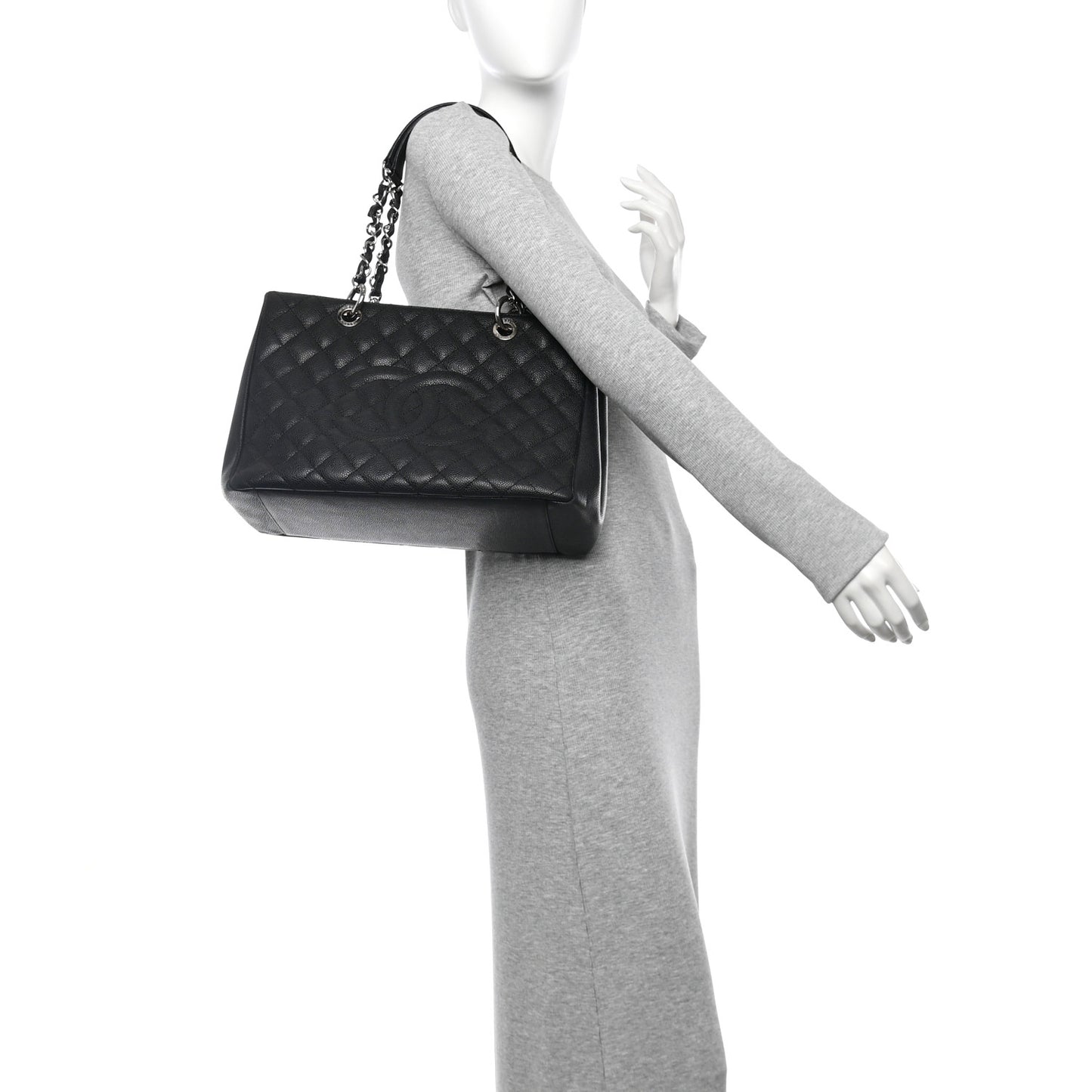 Caviar Quilted Grand Shopping Tote GST Black