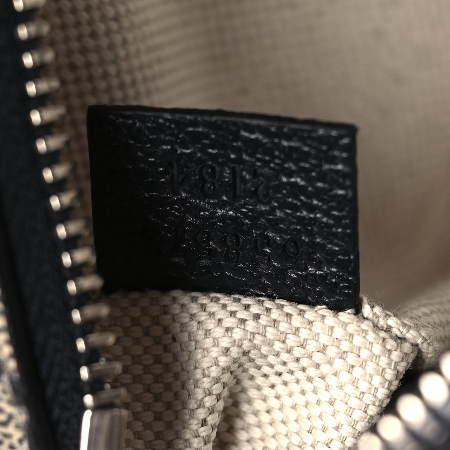 GG Supreme Monogram Textured Dollar Calfskin Mini Retro Interlocking G Shoulder Bag Beige Blue