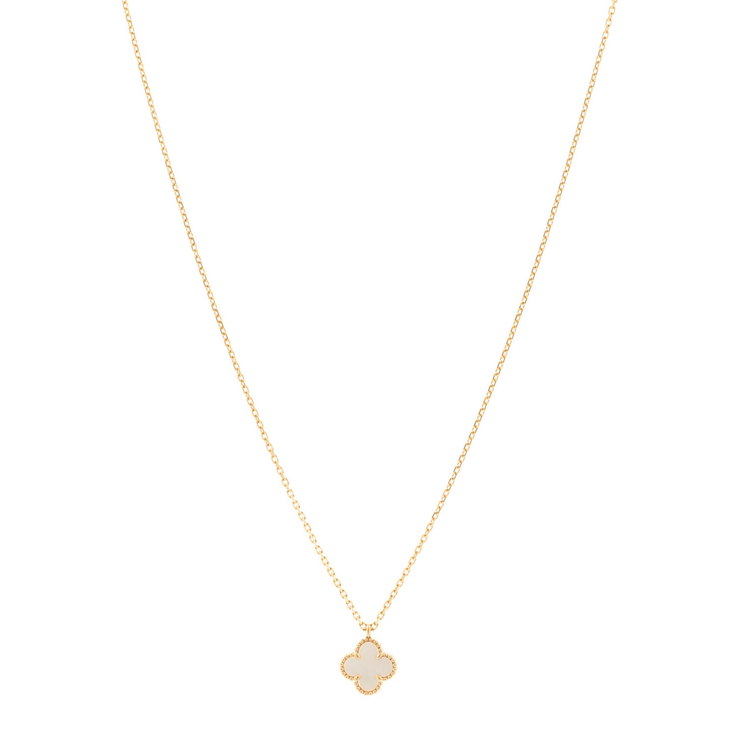 18K Yellow Gold Mother of Pearl Sweet Alhambra Pendant Necklace