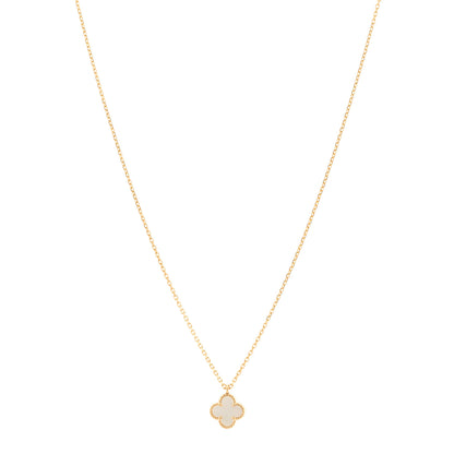 Van Cleef & Arpels 18K Yellow Gold Mother of Pearl Sweet Alhambra Pendant Necklace 1 of 5