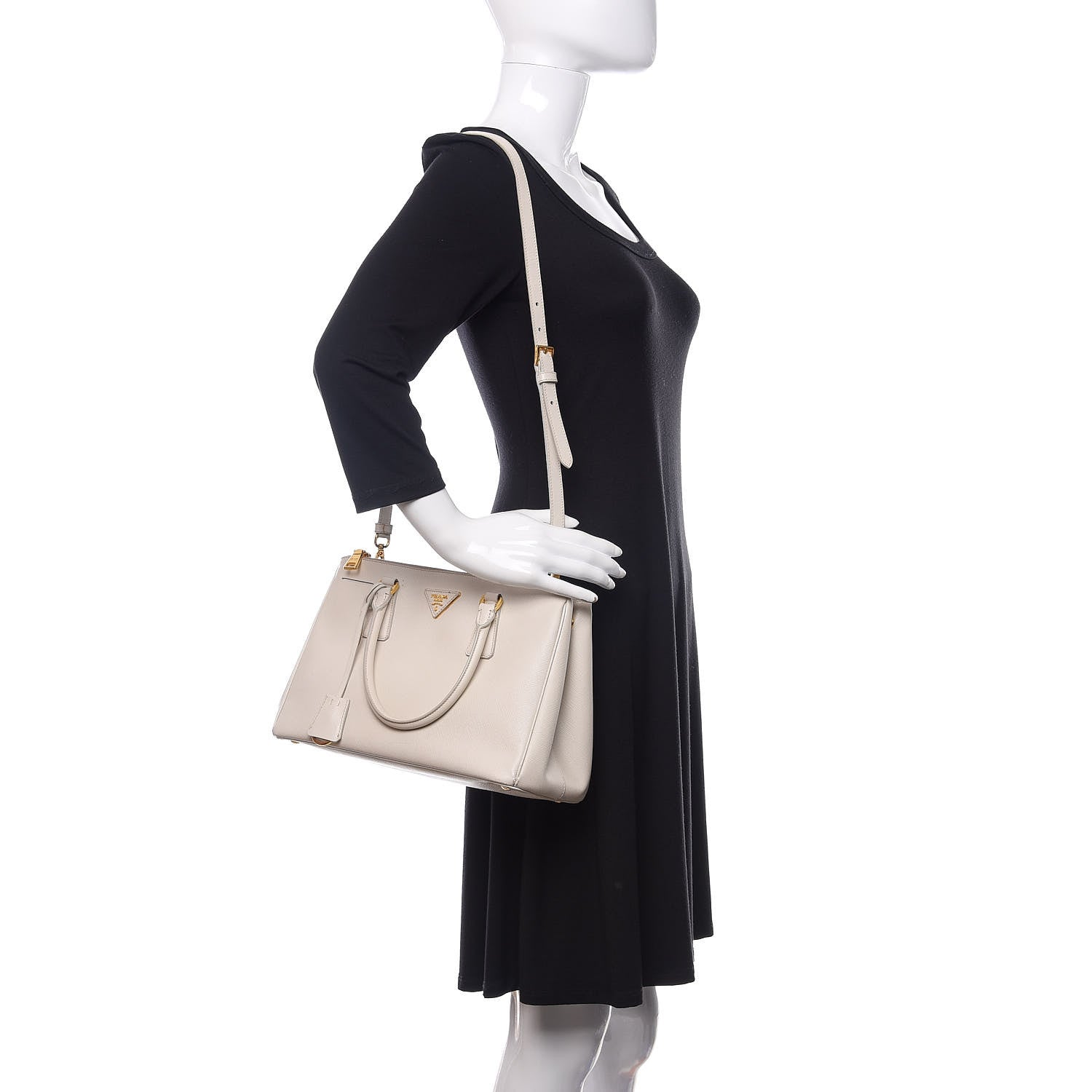 Prada Saffiano Small Galleria Double Zip Tote Talco 3 of 23