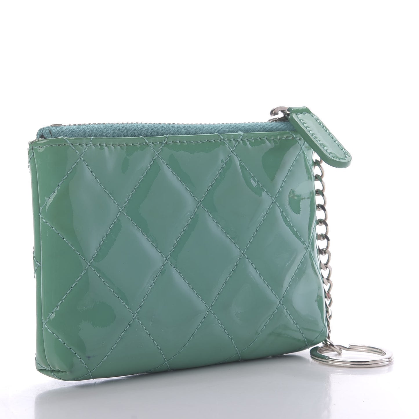 Patent Quilted Key Holder Case Green