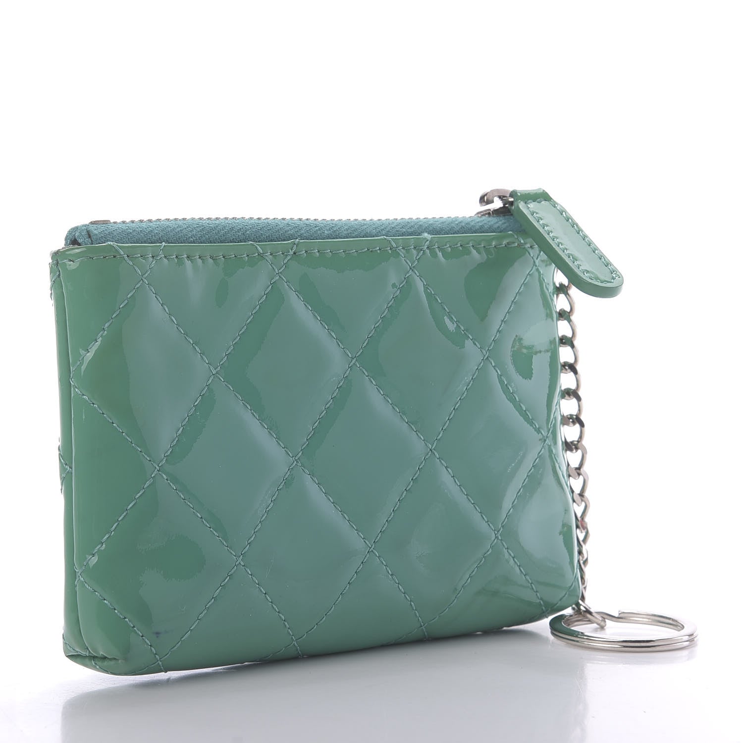 Chanel Patent Quilted Key Holder Case Green 3 of 10
