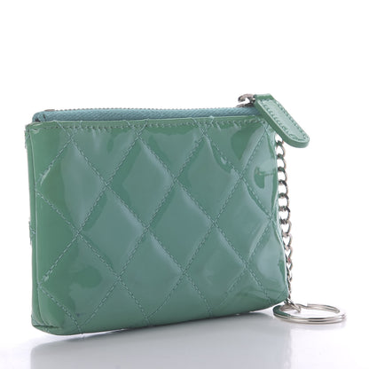 Chanel Patent Quilted Key Holder Case Green 3 of 10