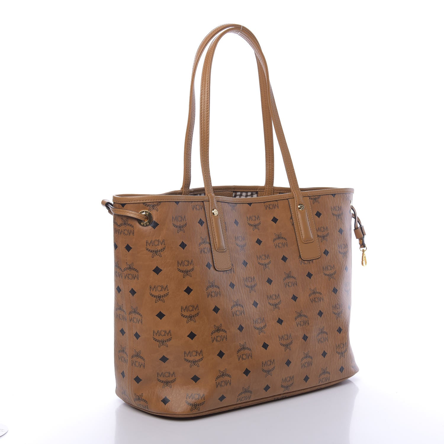 MCM Visetos Medium Liz Reversible Shopper Tote Cognac 5 of 16