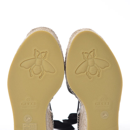 Gucci Nappa Matelasse GG Marmont Ankle Wrap Platform 35/120mm Espadrille Wedges 34 Black 10 of 11
