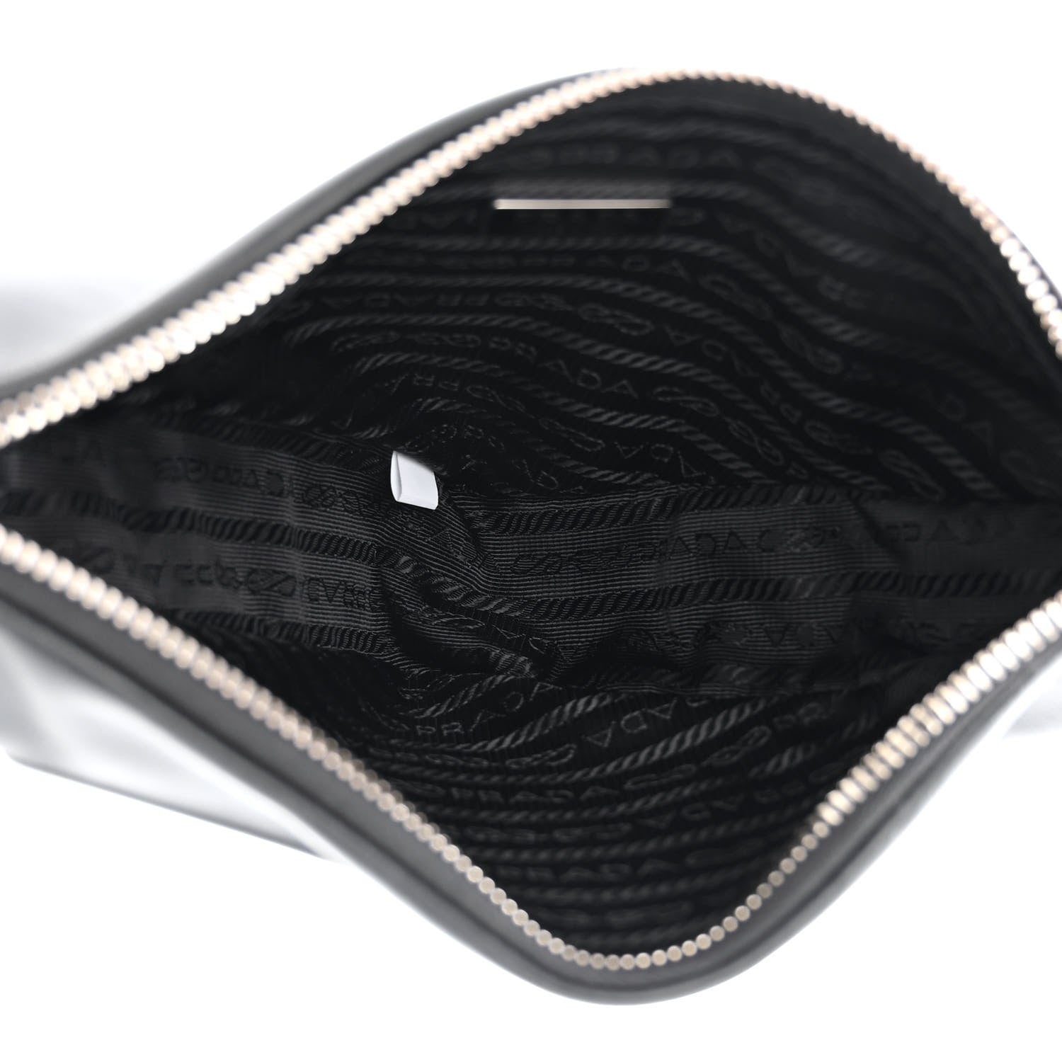 Prada Grace Lux Triangle Logo Embossed Triangle Wristlet Pouch Black 5 of 11