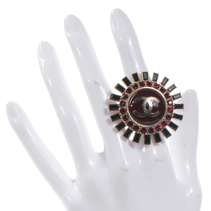 Chanel Enamel CC Crystal Baguette Ring 6.5 Gold 2 of 5
