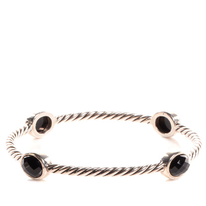 David Yurman Sterling Silver Black Onyx 3mm Color Classics Four Station Bangle Bracelet 1 of 5