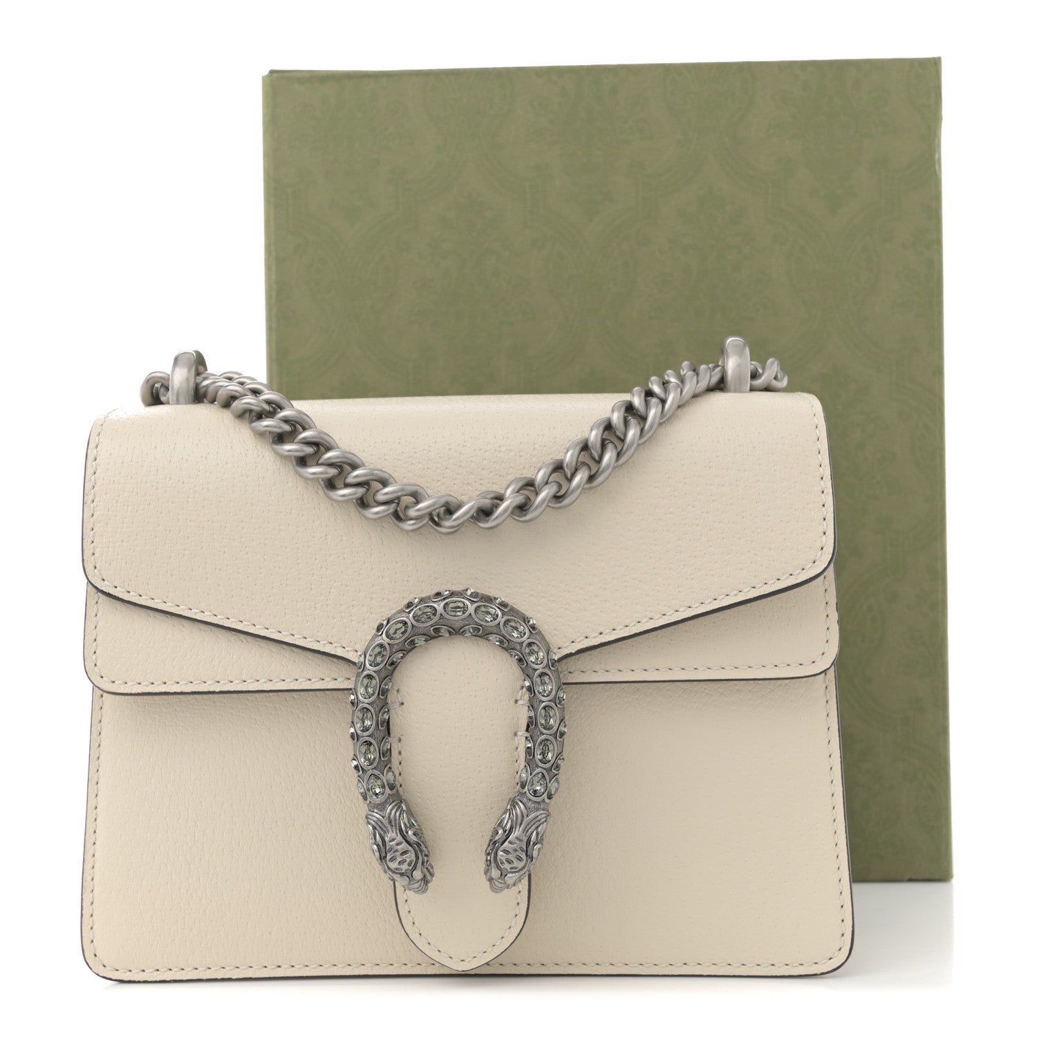 Gucci Textured Calfskin Crystal Mini Dionysus Shoulder Bag Mystic White 11 of 11
