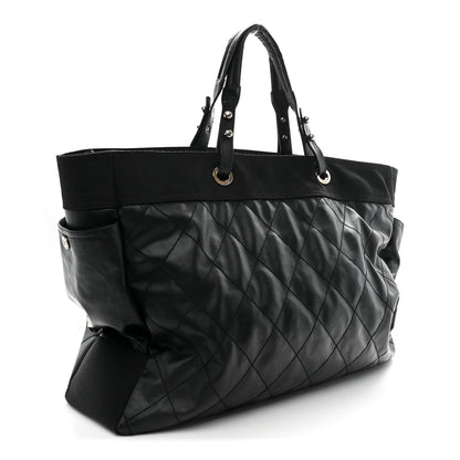 Chanel Coated Canvas Stitched XL Paris Biarritz Tote Black 4 of 14