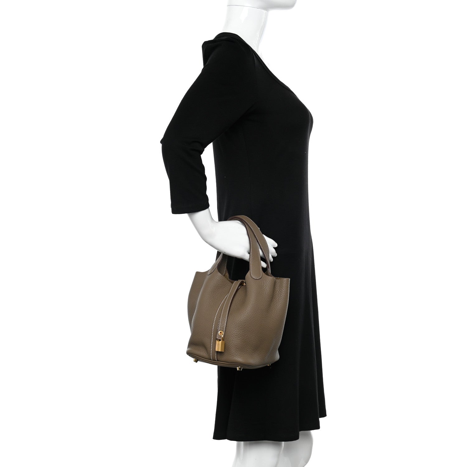 Hermes Taurillon Clemence Picotin Lock 18 PM Etoupe 2 of 10