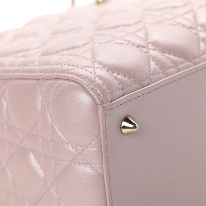 Christian Dior Pearly Lambskin Cannage Medium Lady Dior Lotus 12 of 16