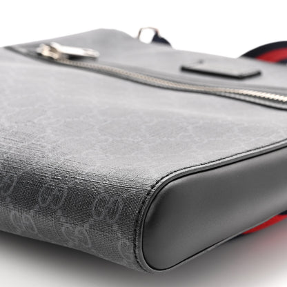Gucci GG Supreme Monogram Appia Calfskin Web Flat Messenger Bag Black Grey 10 of 10