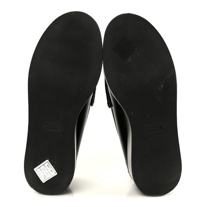 Gucci Kama Calfskin Horsebit Womens Wedge Platform Loafers 37.5 Black 6 of 11