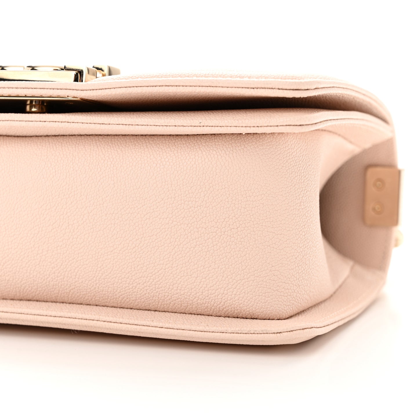 Caviar Chevron Quilted Small Boy Flap Beige