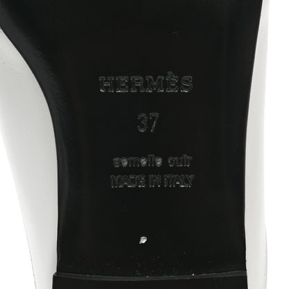 Hermes Calfskin Womens Op'H Catena Mules 37 White 6 of 9