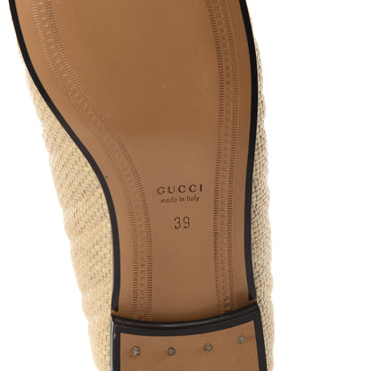 Gucci Raffia Elaphe Matelasse Horsebit Womens Jordaan Loafers 39 Natural Cream Brown 8 of 10