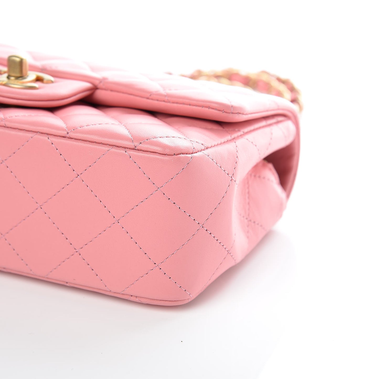 Lambskin Quilted Mini Rectangular Flap Pink
