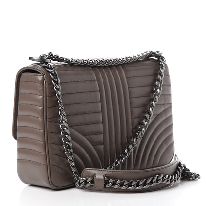 Prada Soft Calfskin Impunture Diagramme Large Chain Flap Shoulder Bag Bambu 3 of 11