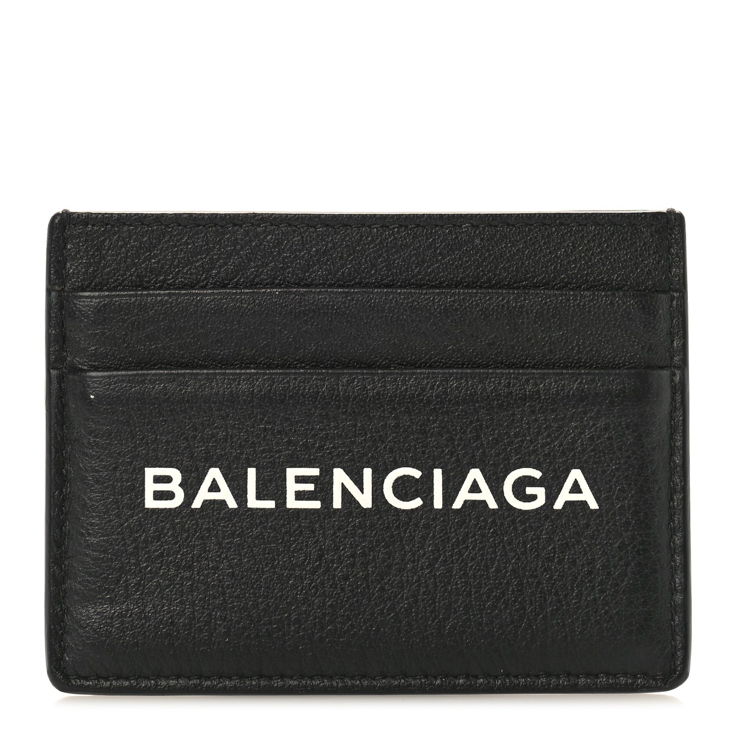 Grained Calfskin Logo Everyday Card Holder Black White