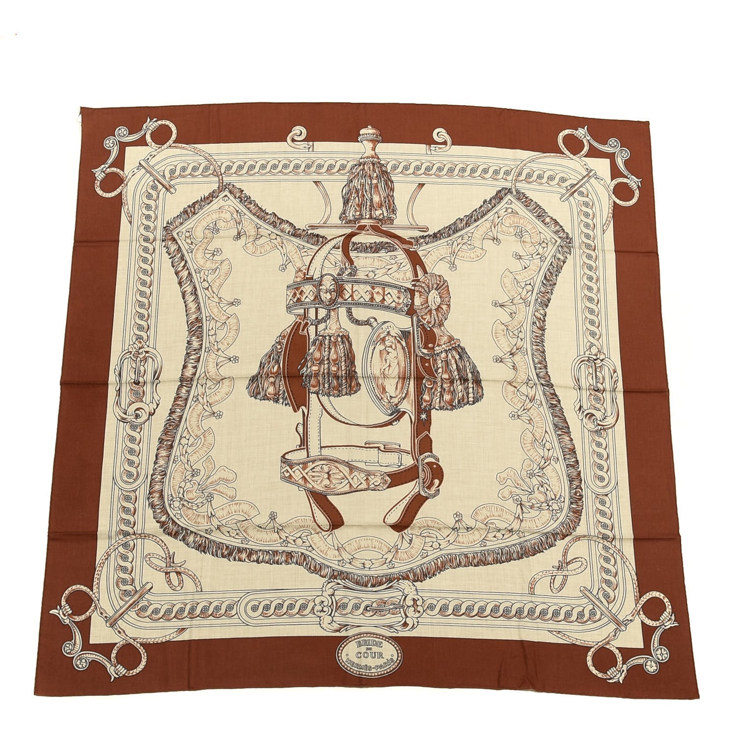 Cashmere Silk Bride De Cour Remix Scarf 140 Cacao Naturel Black