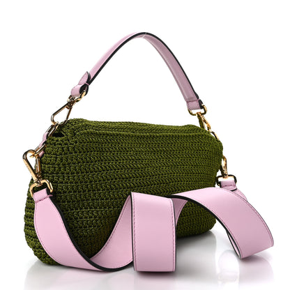 Fendi Fabric Crochet Vitello Grace Plexiglass Baguette Verde Lavanda 3 of 8