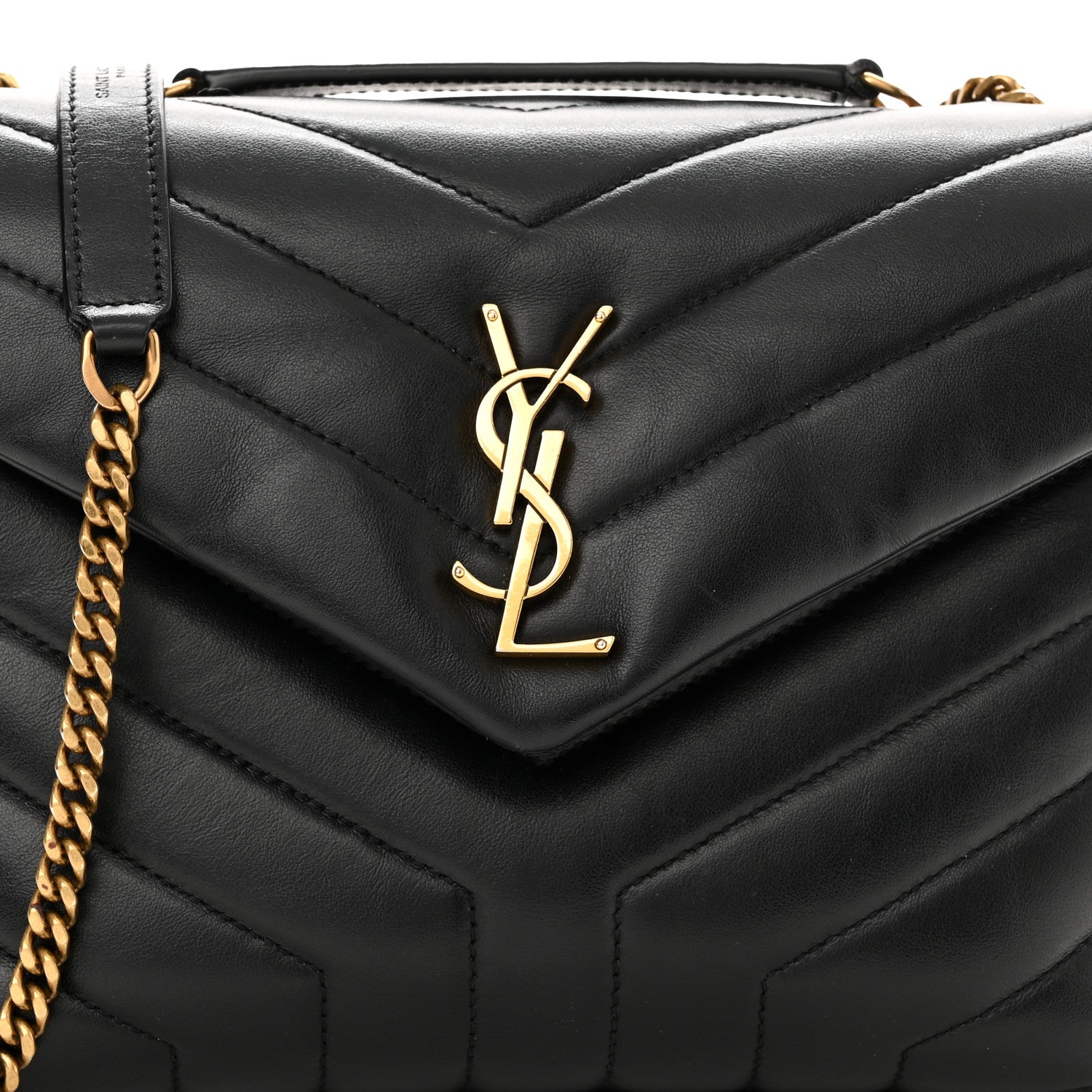 Saint Laurent Calfskin Y Quilted Monogram Small Loulou Chain Satchel Black 12 of 14