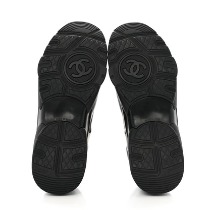 Chanel Lambskin Fabric CC Uniform Mens Sneakers 40 Black 7 of 10